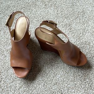 Michael Kors wooden platform wedge sandal, buckle detail, excellent condition